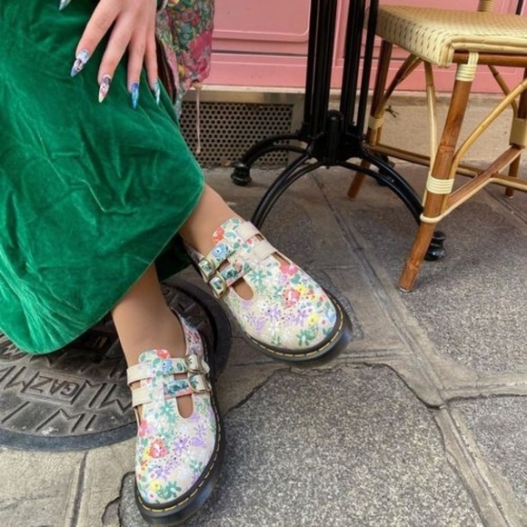 Dr. Martens Shoes - Dr. Martens 8065 Floral Mash Up Leather Mary Jane Shoes